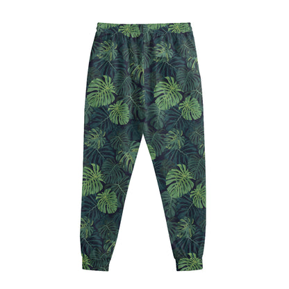 Monstera Palm Leaves Pattern Print Sweatpants