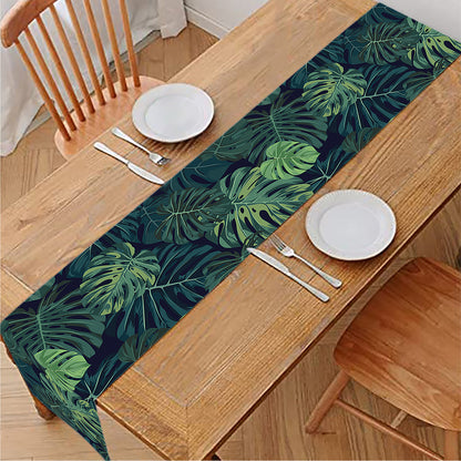 Monstera Palm Leaves Pattern Print Table Runner