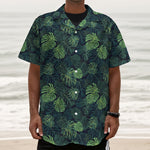 Monstera Palm Leaves Pattern Print Textured Short Sleeve Shirt