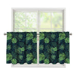 Monstera Palm Leaves Pattern Print Tier Curtains