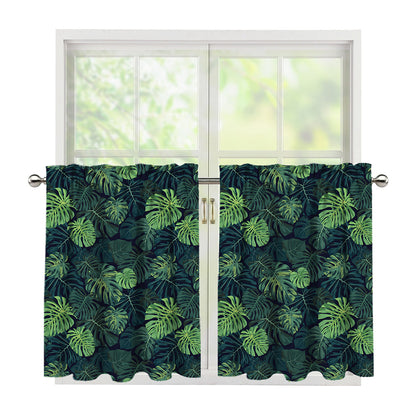 Monstera Palm Leaves Pattern Print Tier Curtains