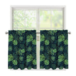 Monstera Palm Leaves Pattern Print Tier Curtains