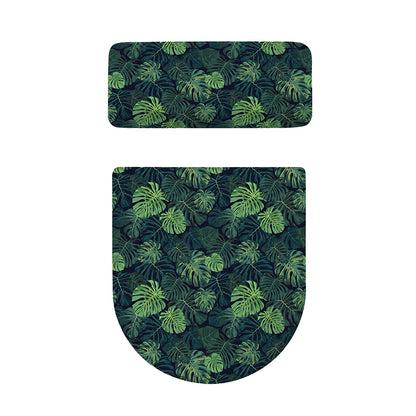 Monstera Palm Leaves Pattern Print Toilet Lid And Tank Cover Set