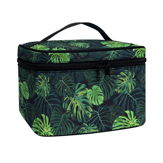 Monstera Palm Leaves Pattern Print Travel Makeup Bag
