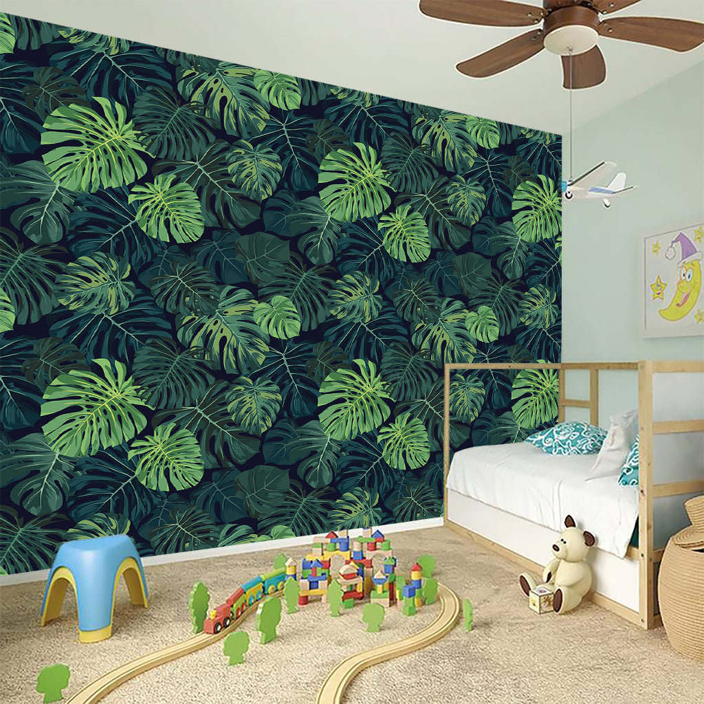 Monstera Palm Leaves Pattern Print Wall Sticker