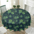 Monstera Palm Leaves Pattern Print Waterproof Round Tablecloth