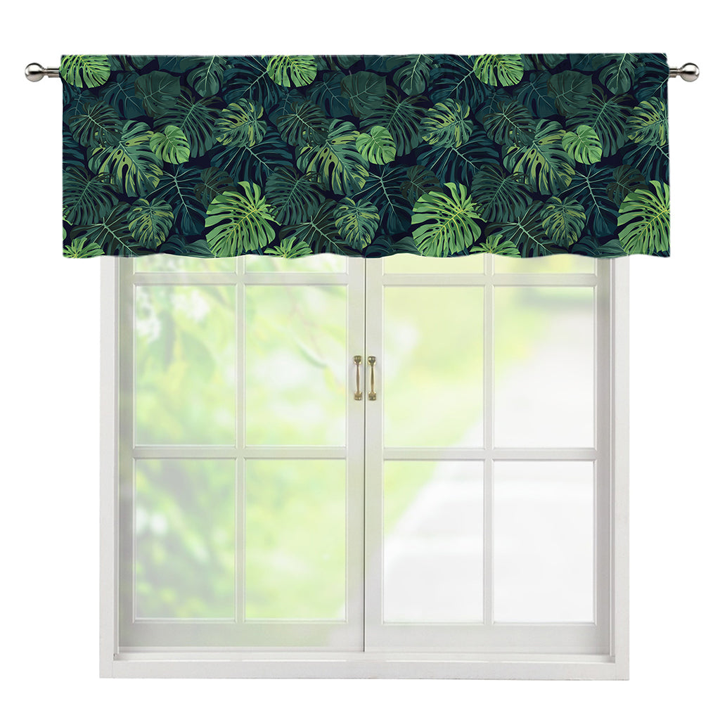 Monstera Palm Leaves Pattern Print Window Valance