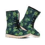Monstera Palm Leaves Pattern Print Winter Boots