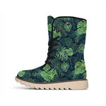 Monstera Palm Leaves Pattern Print Winter Boots