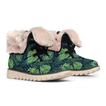 Monstera Palm Leaves Pattern Print Winter Boots