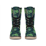 Monstera Palm Leaves Pattern Print Winter Boots