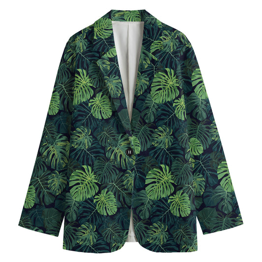 Monstera Palm Leaves Pattern Print Women's Blazer