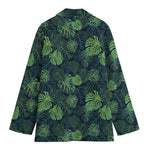 Monstera Palm Leaves Pattern Print Women's Cotton Blazer