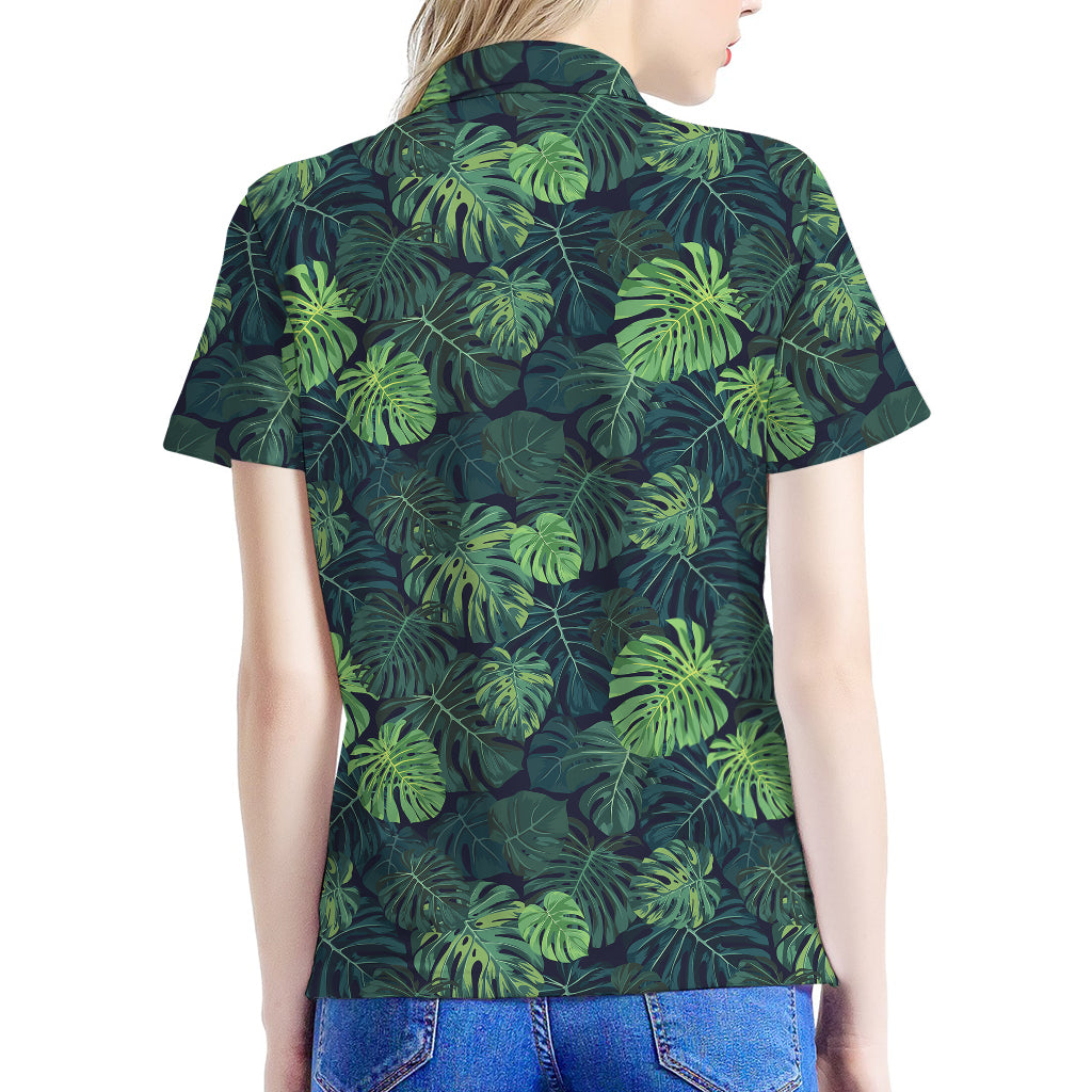 Monstera Palm Leaves Pattern Print Women's Polo Shirt