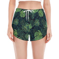 Monstera Palm Leaves Pattern Print Women's Split Running Shorts