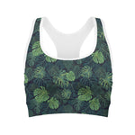 Monstera Palm Leaves Pattern Print Women's Sports Bra