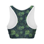 Monstera Palm Leaves Pattern Print Women's Sports Bra