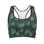 Monstera Palm Leaves Pattern Print Women's Sports Bra