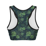 Monstera Palm Leaves Pattern Print Women's Sports Bra