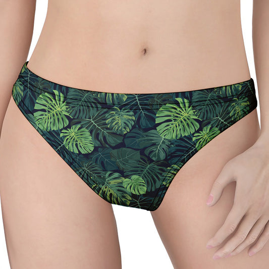 Monstera Palm Leaves Pattern Print Women's Thong