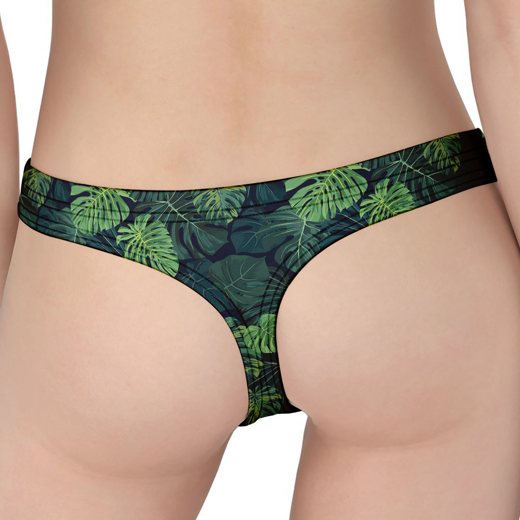 Monstera Palm Leaves Pattern Print Women's Thong