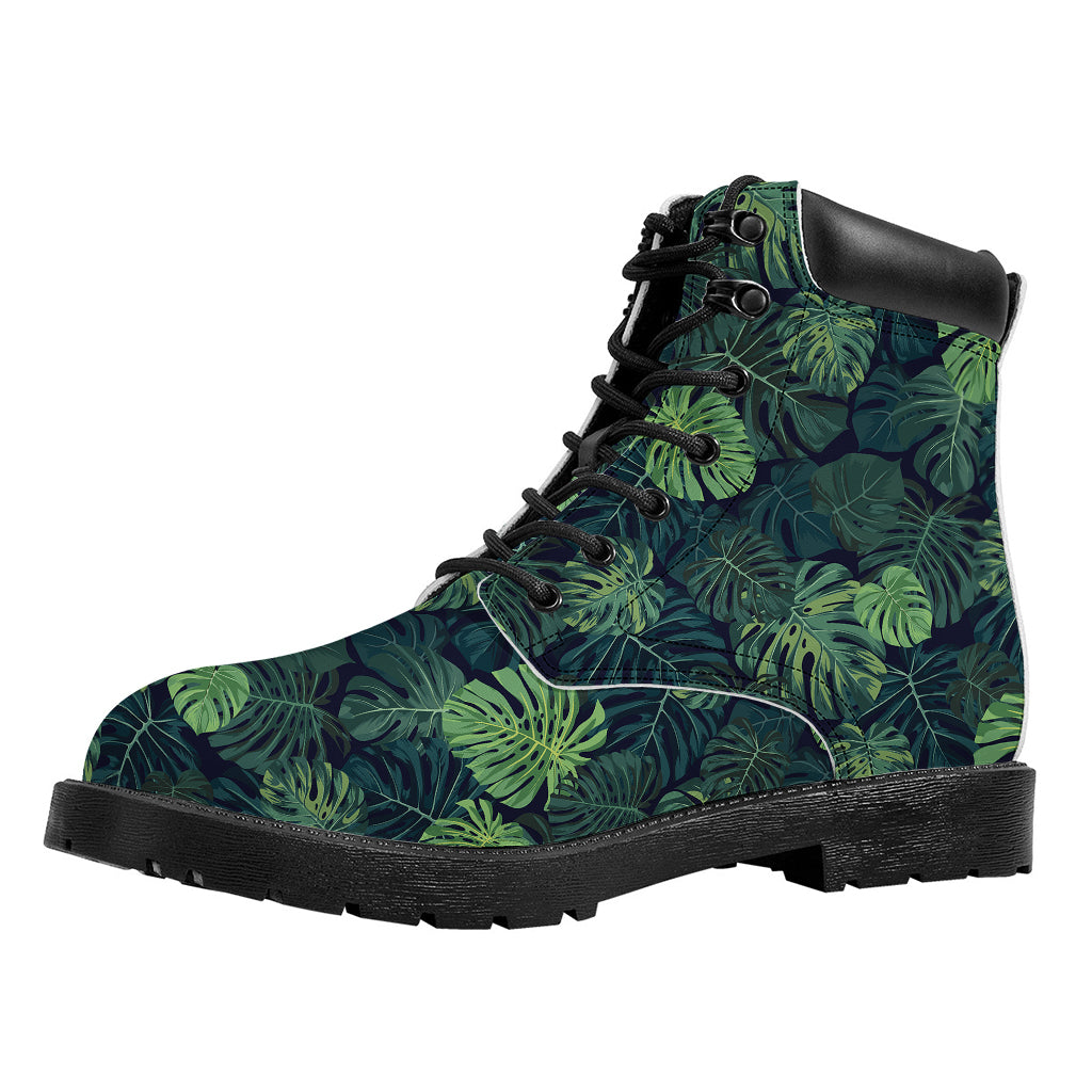 Monstera Palm Leaves Pattern Print Work Boots