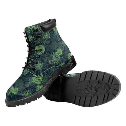Monstera Palm Leaves Pattern Print Work Boots