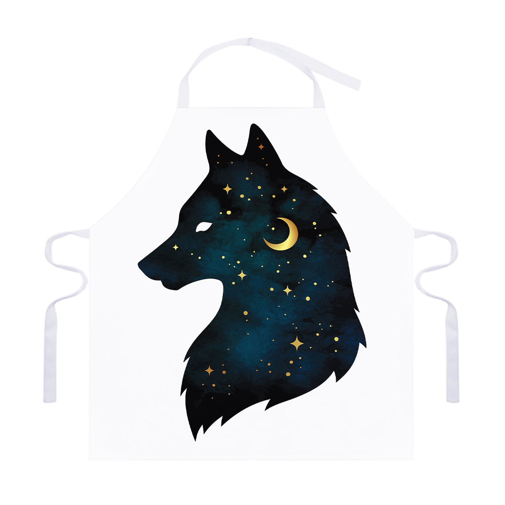 Moon And Stars Wolf Spirit Print Adjustable Apron