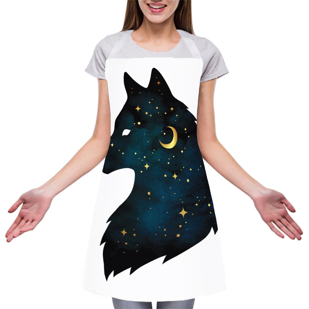 Moon And Stars Wolf Spirit Print Adjustable Apron