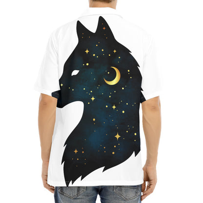 Moon And Stars Wolf Spirit Print Aloha Shirt