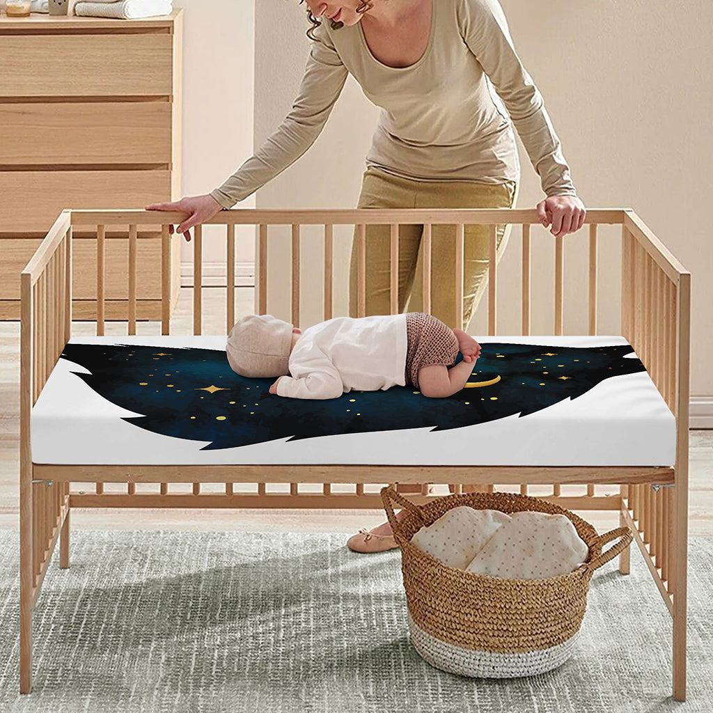 Moon And Stars Wolf Spirit Print Baby Crib Sheet