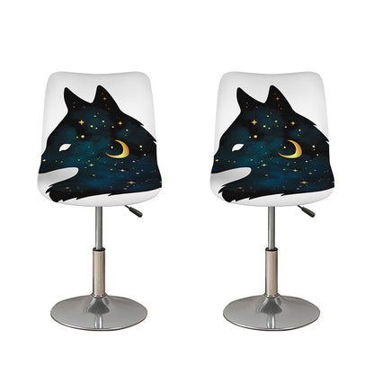 Moon And Stars Wolf Spirit Print Bar Stool Covers