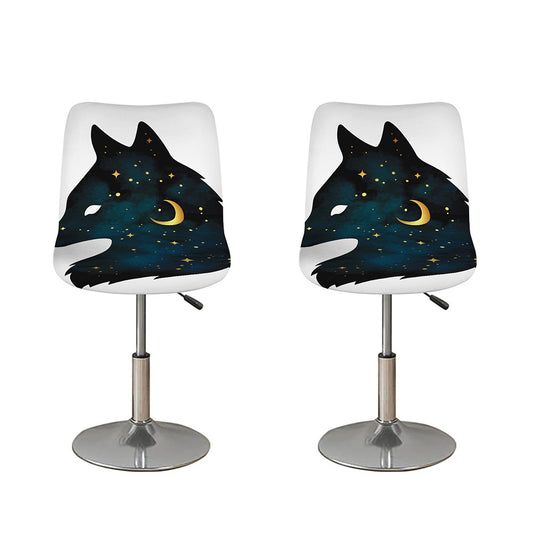 Moon And Stars Wolf Spirit Print Bar Stool Covers