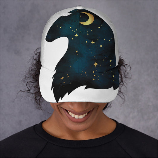 Moon And Stars Wolf Spirit Print Baseball Cap