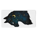 Moon And Stars Wolf Spirit Print Beach Towel