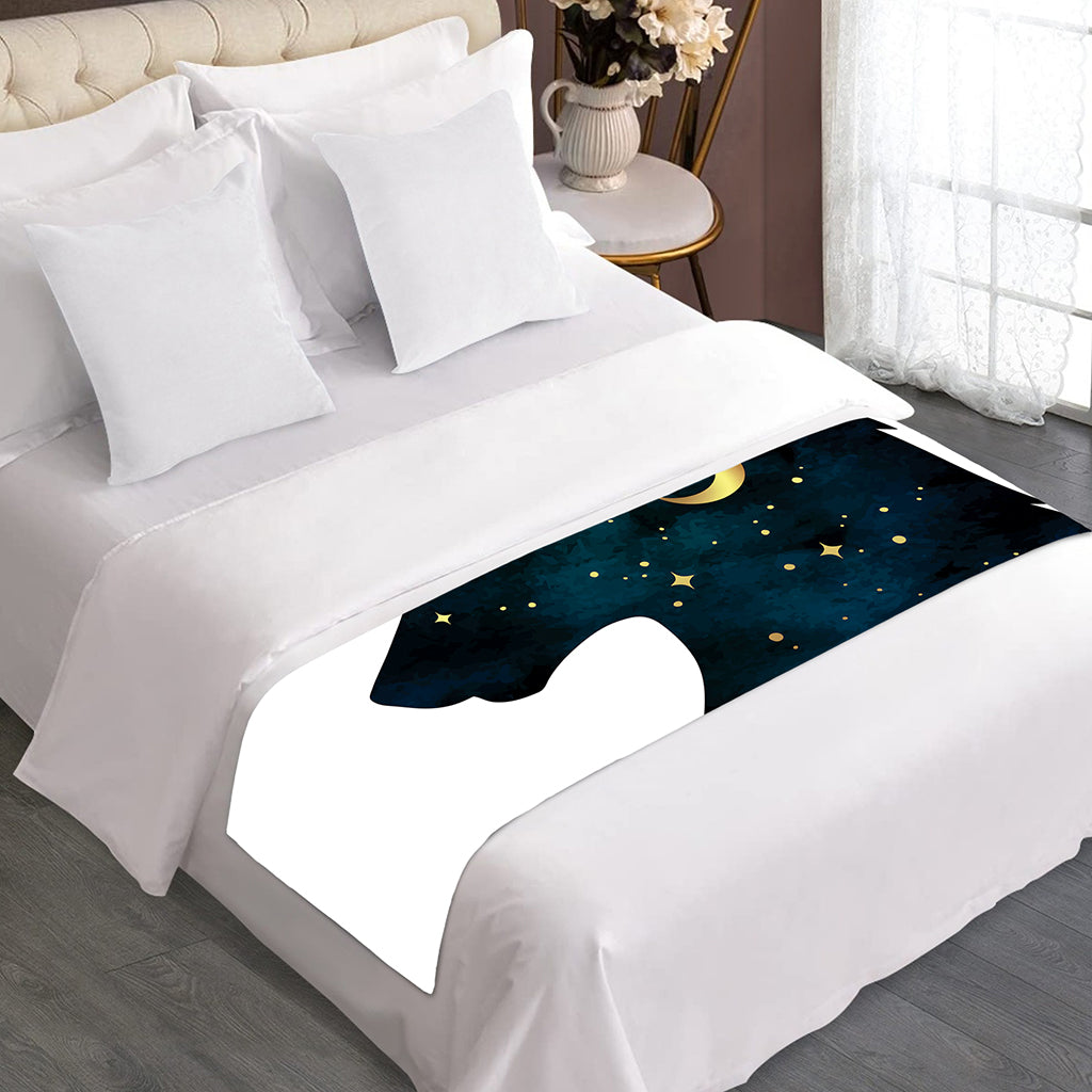 Moon And Stars Wolf Spirit Print Bed Runner