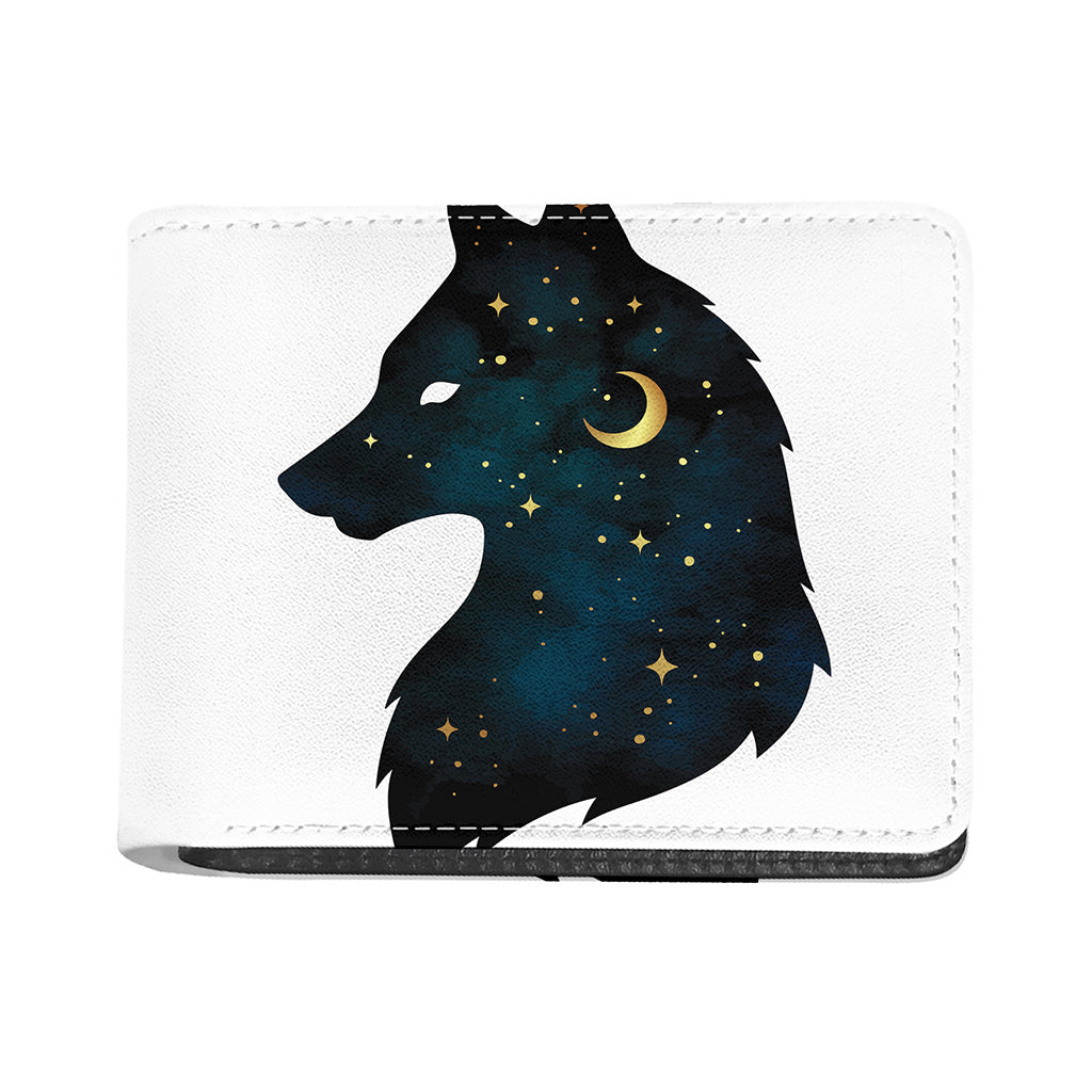 Moon And Stars Wolf Spirit Print Bifold Wallet