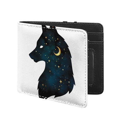 Moon And Stars Wolf Spirit Print Bifold Wallet