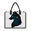 Moon And Stars Wolf Spirit Print Canvas Tote Bag