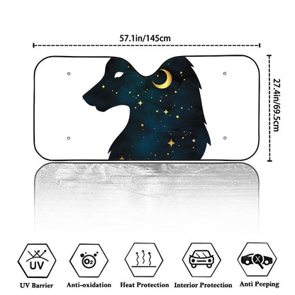 Moon And Stars Wolf Spirit Print Car Windshield Sun Shade
