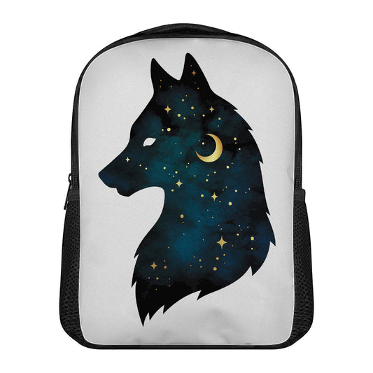 Moon And Stars Wolf Spirit Print Casual Backpack