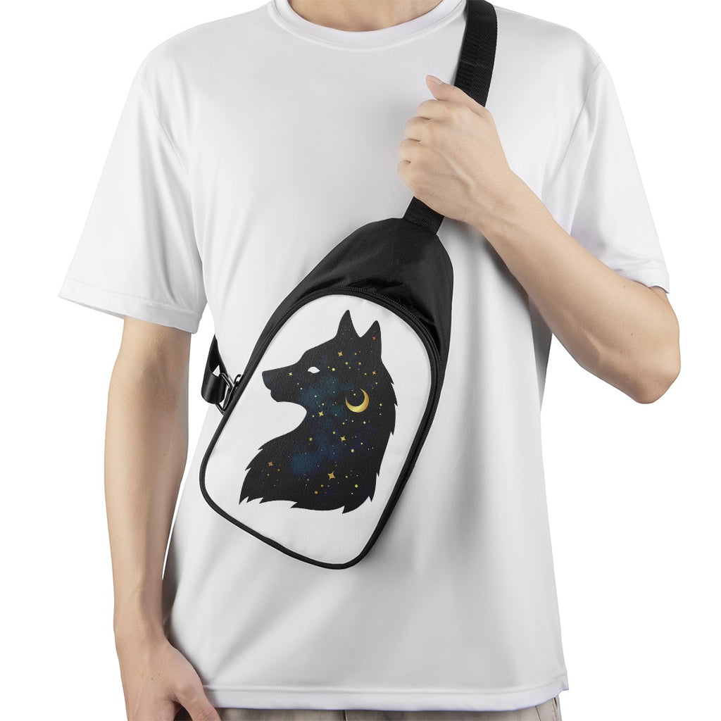 Moon And Stars Wolf Spirit Print Chest Bag
