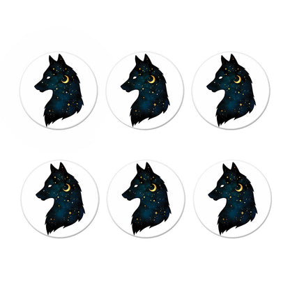 Moon And Stars Wolf Spirit Print Coaster Set