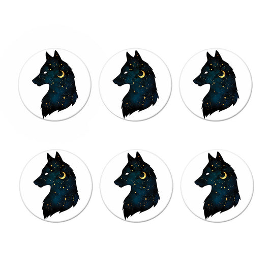 Moon And Stars Wolf Spirit Print Coaster Set