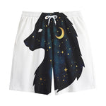 Moon And Stars Wolf Spirit Print Cotton Shorts