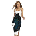 Moon And Stars Wolf Spirit Print Cross Back Cami Dress