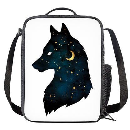 Moon And Stars Wolf Spirit Print Crossbody Lunch Bag