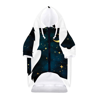 Moon And Stars Wolf Spirit Print Dog Zip Up Hoodie