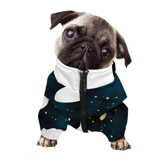 Moon And Stars Wolf Spirit Print Dog Zip Up Jacket