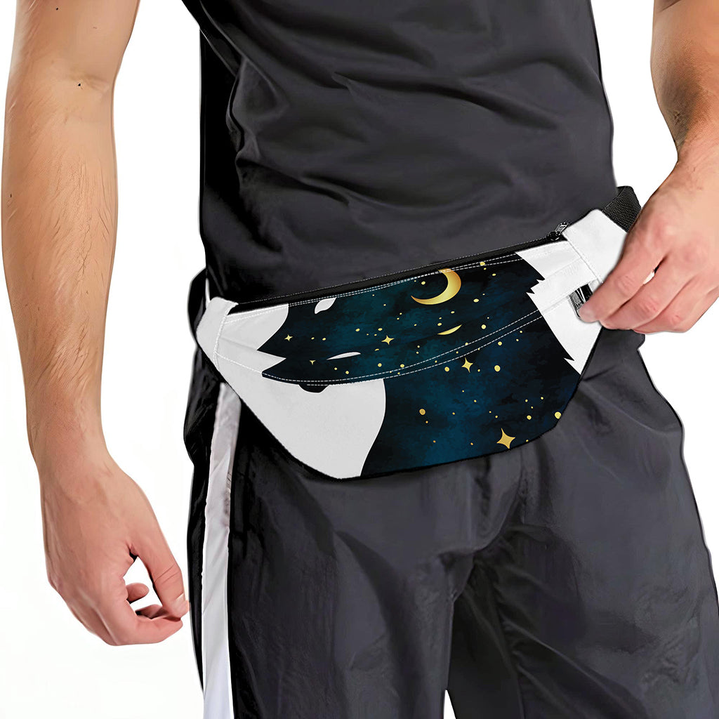Moon And Stars Wolf Spirit Print Fanny Pack